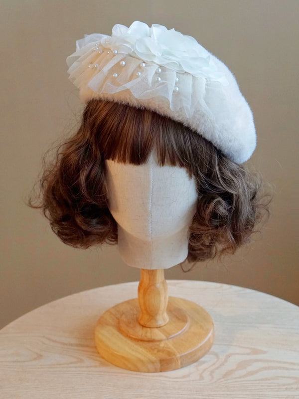 Girly White Beret