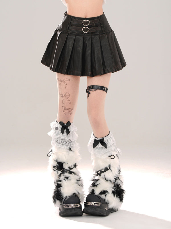 American Coffee Pleated Short Skirt