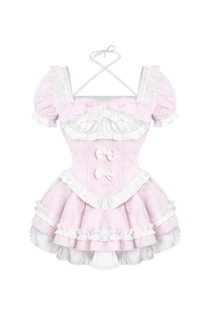 スイートガーリードレス+リボンエプロン+インナースカート