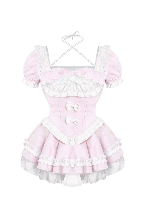 Sweet girly dress + ribbon apron + inner skirt