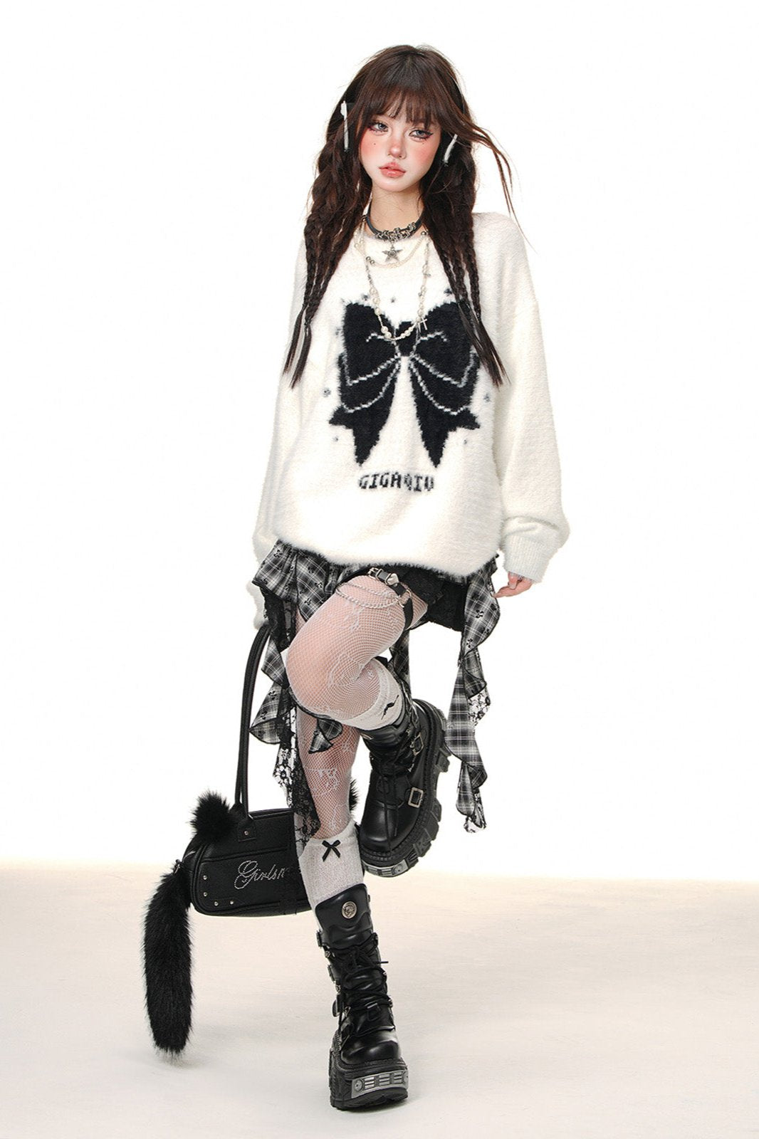 Soft Bow Imitation Mink Sweater