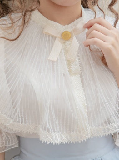 Mist Collar Lace Sheer Sleeve Lorita Cape Shirt