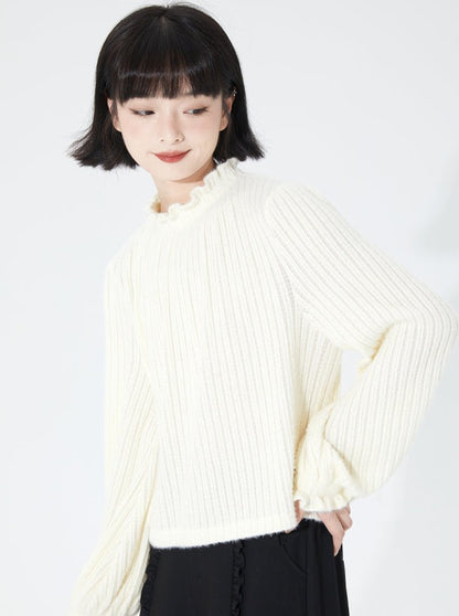 Loose Stretch Pleated Lantern Sleeve Top