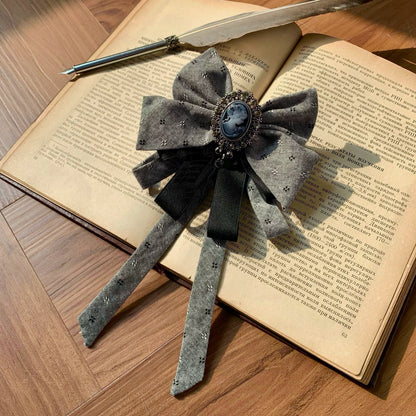 [Pre-order Deadline: May 19] Gray-Black Classic Lolita Top, JSK One-Piece & Bow Tie 3-Piece Ensemble