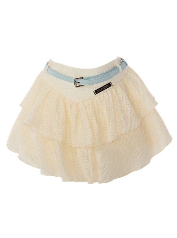 Summer Lace Cardigan + Pearl Neck Top + Flared Skirt