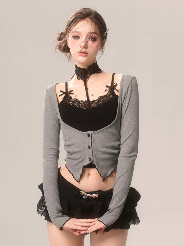 ロマンチックオープンネックカーディガン