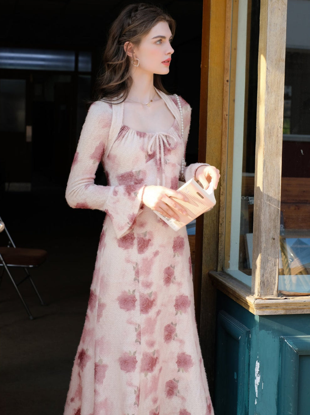 French sweet lace pink mesh fish bone suspender dress fairy dress homecoming dress R5140
