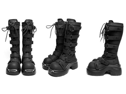 Y2K Gothic Nameplate Platform Boots