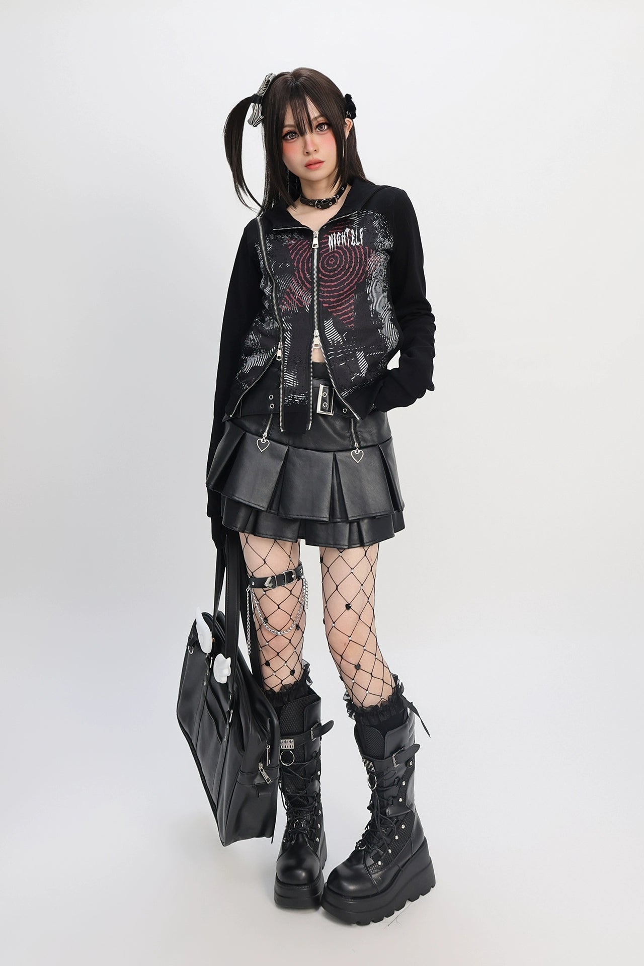 ジッパースリムパンクサブカルチャーパーカー