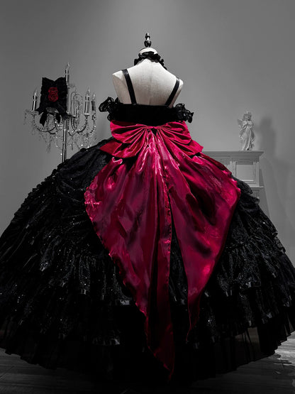 [Pre-order] Gothic Rose Wedding Lolita Gorgeous Tiered Corset JKS Dress