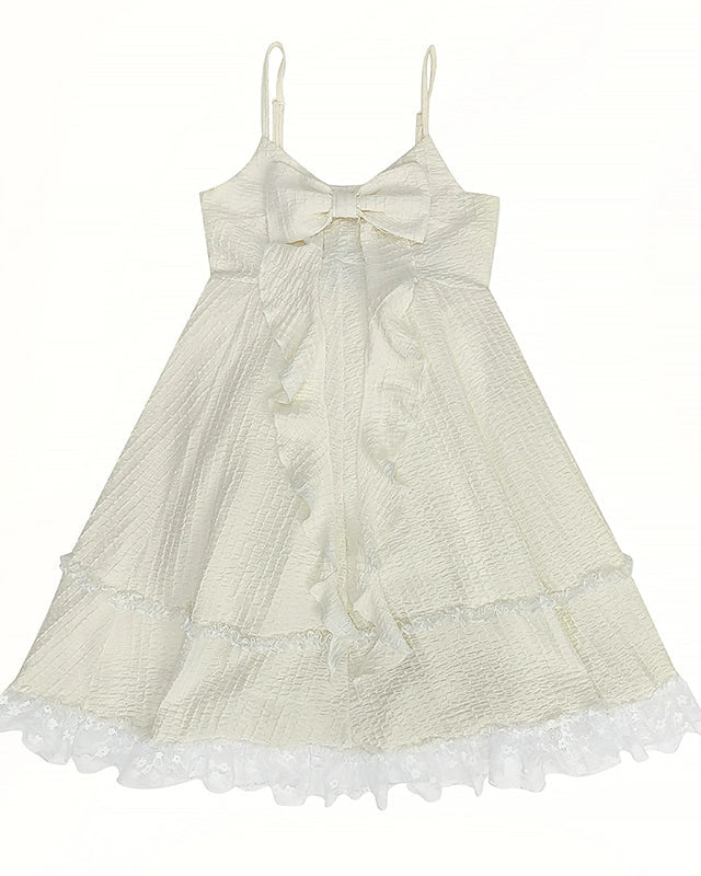 ガーリーアジアンビッグリボンスリップドレス