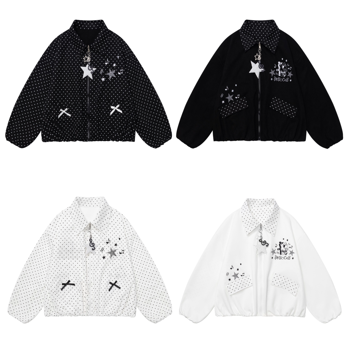 Reversible Polka Dot Lapel Jacket