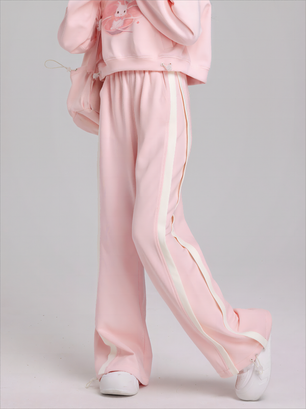 Rabbit Print Polo Collar Short Sweat Top + Pants