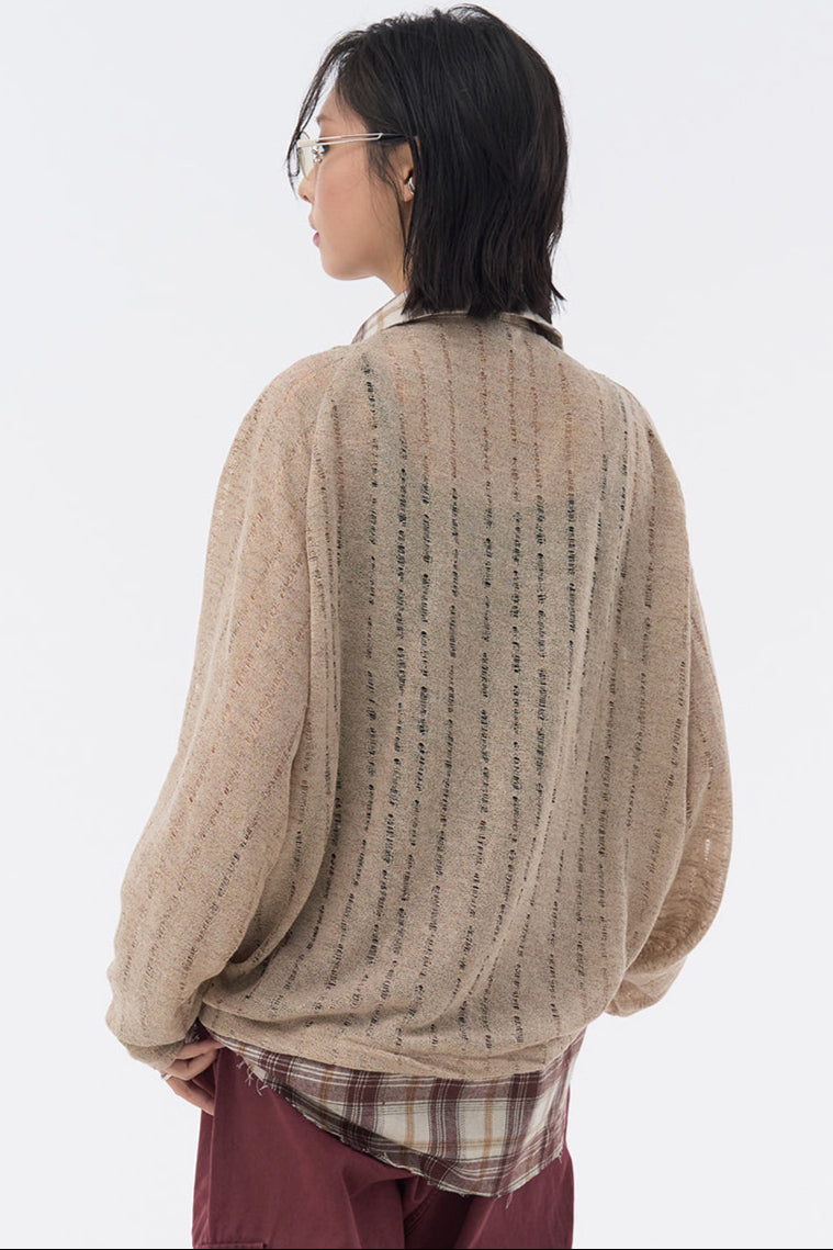 Plaid Sheer Sweatshirt