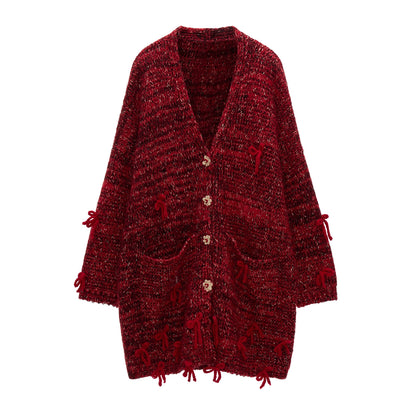 レトロバウボタンニットカーディガン