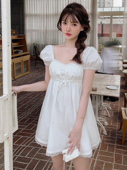 Square Collar Milk Ice Dress