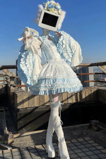 水色天使系列上衣+裙子+衬衫领+袖子+帽子+夹子