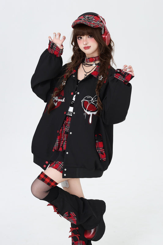 プレイドエンブロイダリーベースボールジャケット