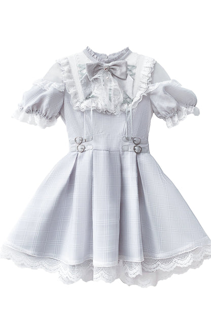 【予約商品】エンジェルグレーブルーチェックワンピース