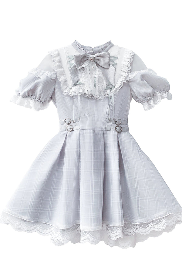 【予約商品】エンジェルグレーブルーチェックワンピース