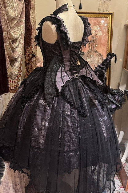 【10月30日予約締切】Purple And Black Gothic Lolita Series Accessories (Choker, Bat Wing Train, Detachable Princess Sleeves, Bunny Ear Hat, Witch's Hat)