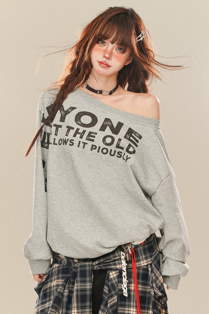 Casual Loose Oversize Slanted Shoulder Top