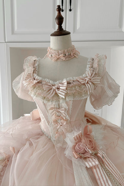 Sweet Pink Flower Wedding Ceremony Dress + Accessories