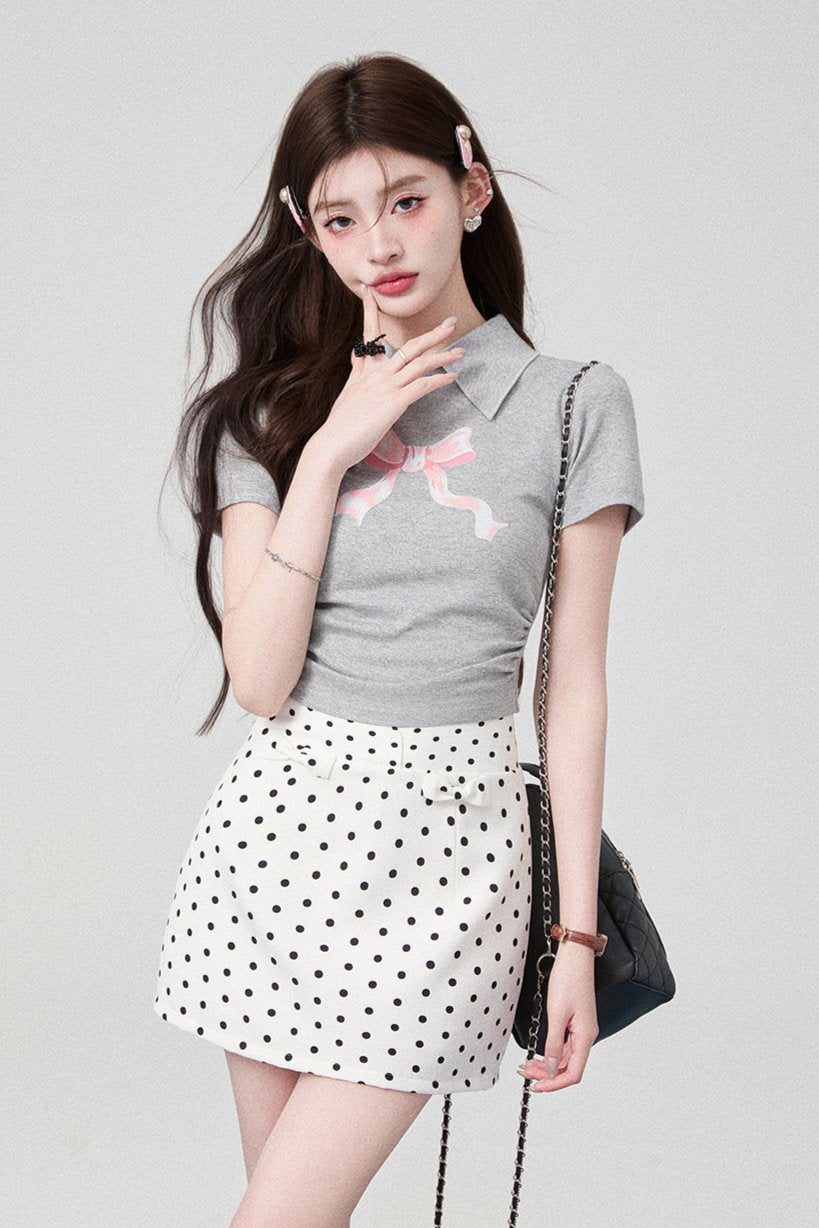 Bersatile Gray Polo T -shirt + short skirt