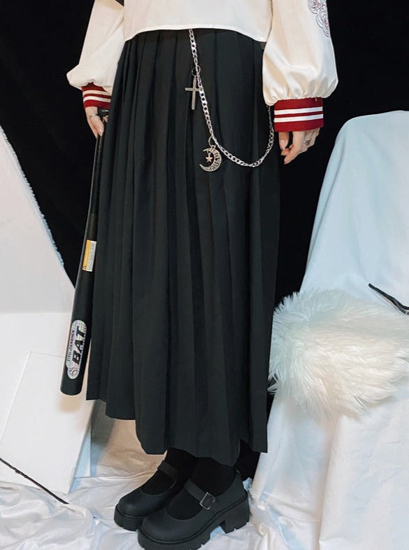 Mode Gothic Chain Pleated Skirt