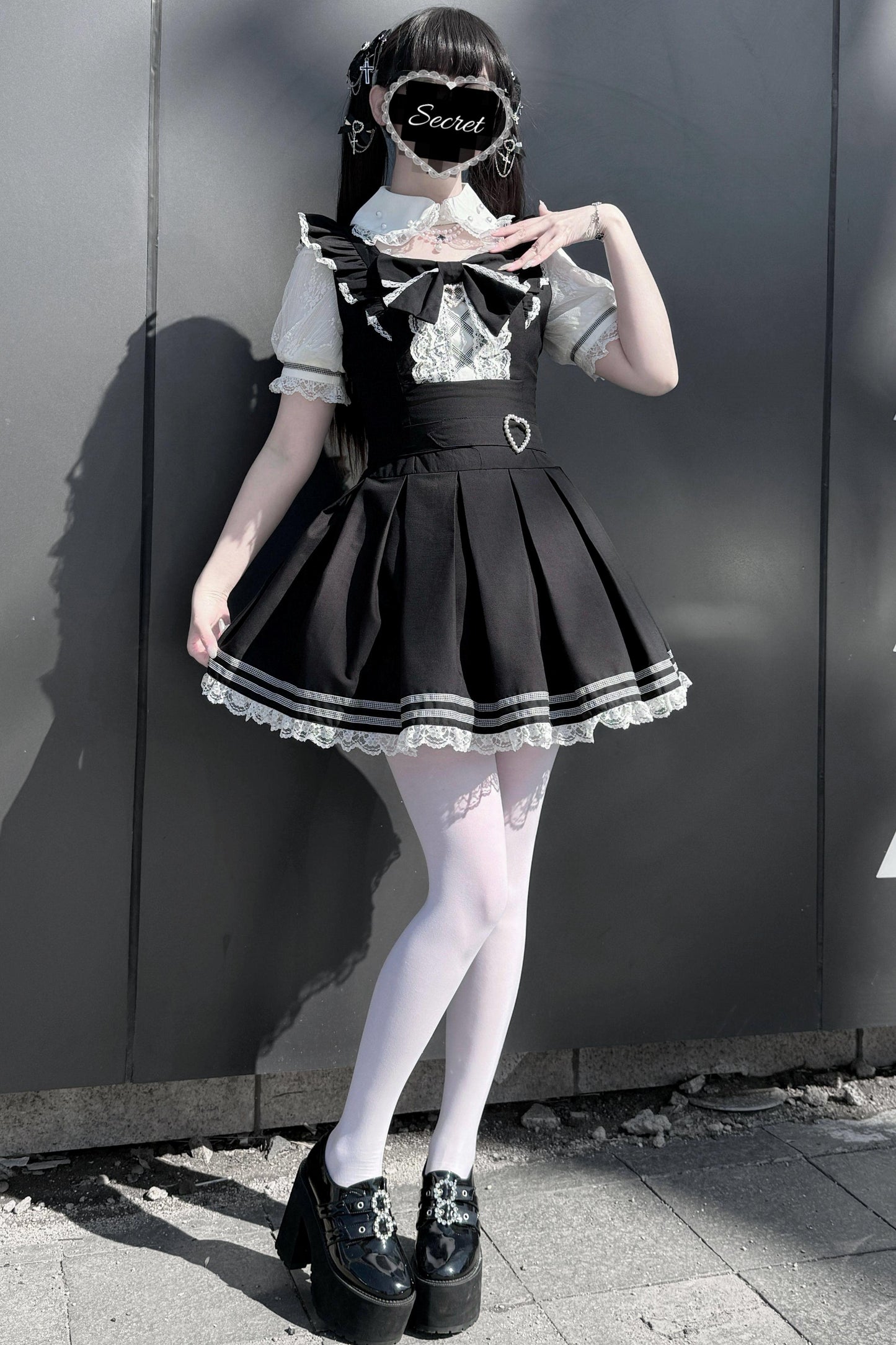 [Vorbestellartikel] Girly-Jirai-Kleid mit Perlen und Spitze