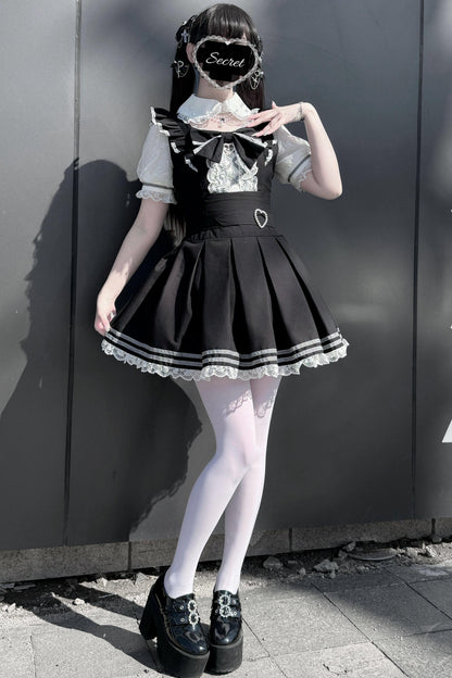 [Vorbestellartikel] Girly-Jirai-Kleid mit Perlen und Spitze