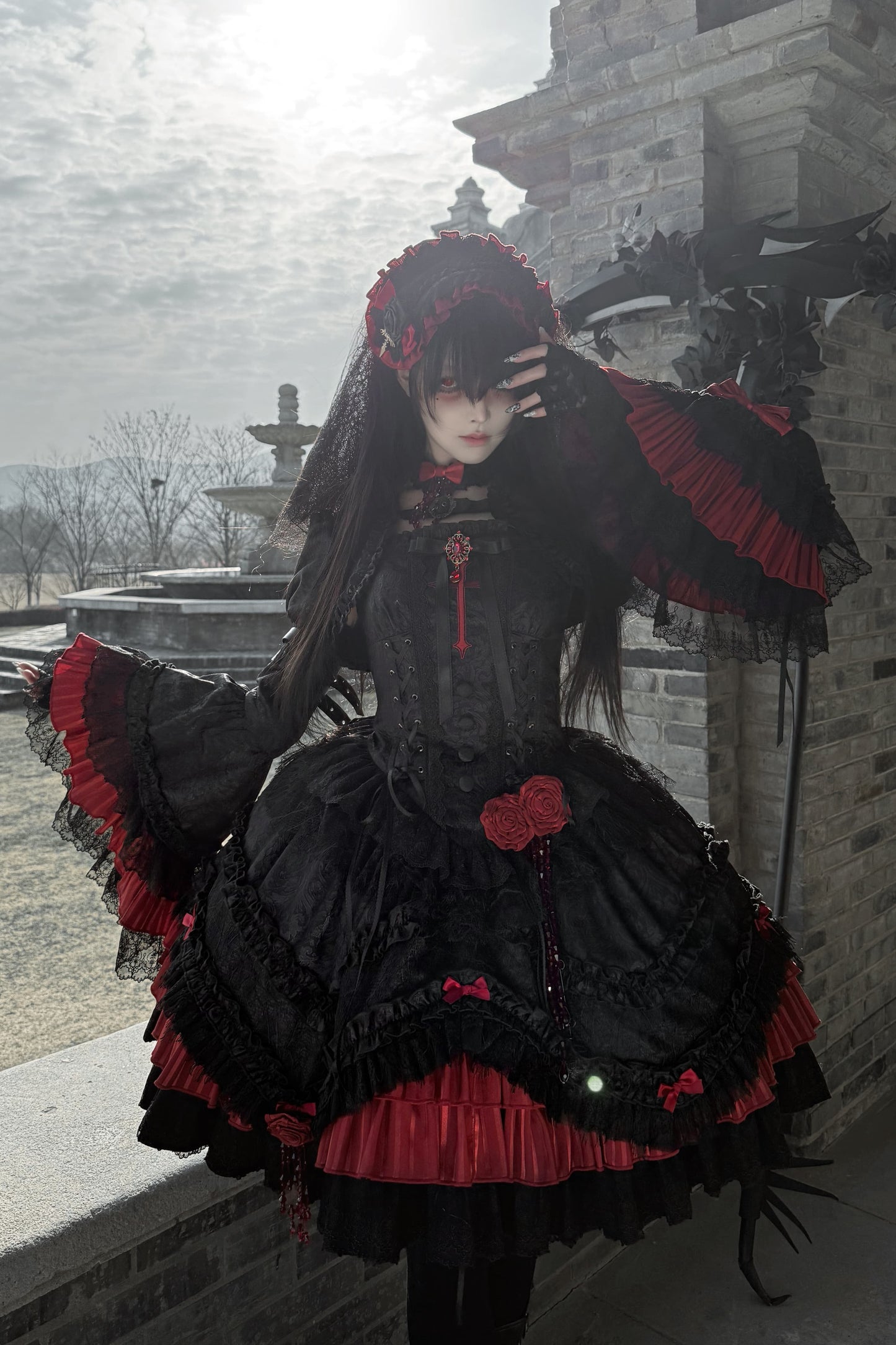 【4月21日予約締切】ブラッドフィーストダークゴシックローズクロスコルセットサスドレス＋ベルスリーブショートジャケット＋アクセサリー