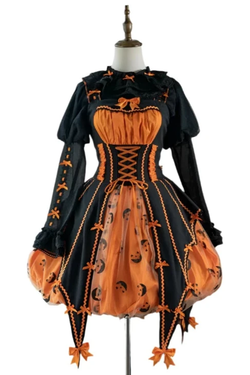 [Reservation deadline on September 28] Halloween Pumpkin Dark Sweet Dress Set