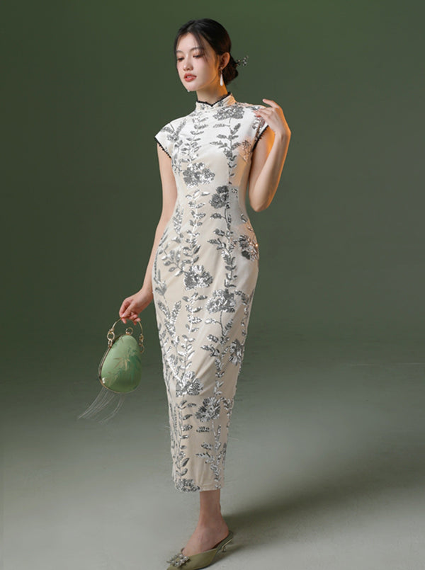 Floating Light Sequin Velvet Dress