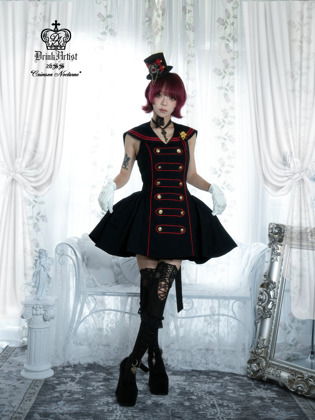 Black Red Navy Large Hem Backless Dress