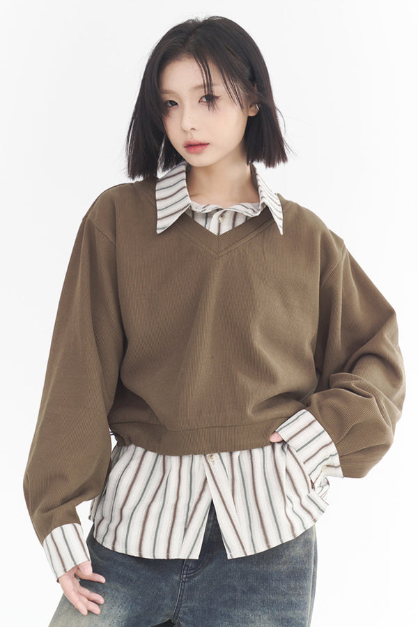 ルーズフィットツーピーススタイルスウェットシャツ