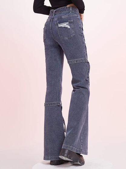 Smoky Gray High West Boots Cut Pants