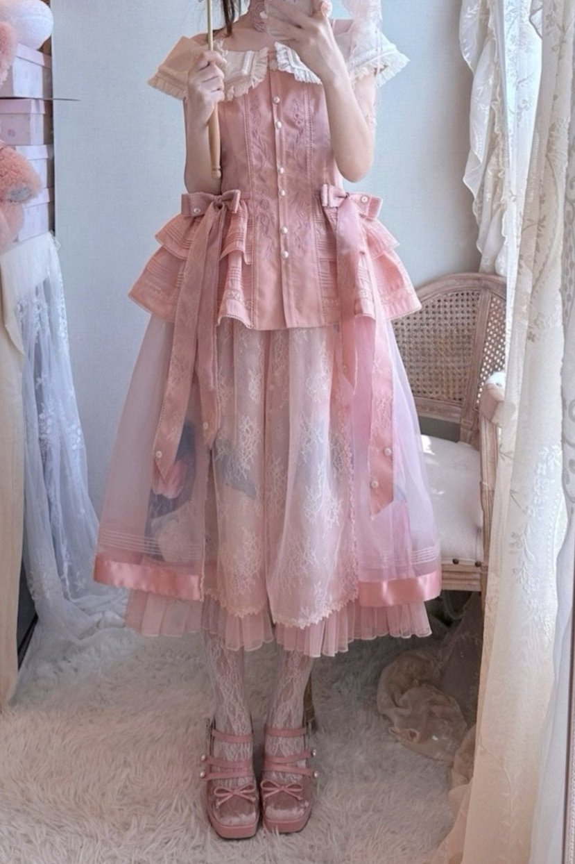 [Reservation product] French Rose Elegant Split Princess Dress Suit