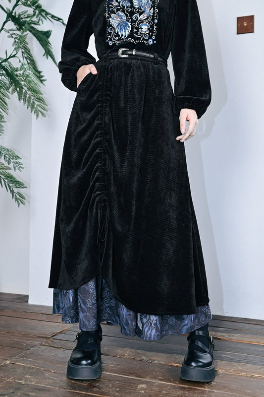 ダークチャイナパッチワークスカート