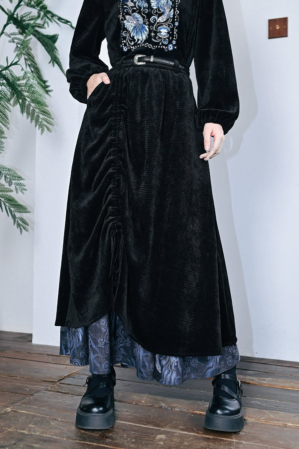 ダークチャイナパッチワークスカート