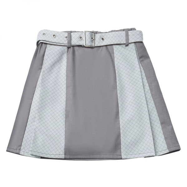 ブロッキングケープ+シャツ+スカート+ベスト