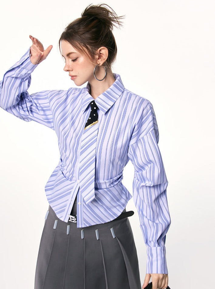 Striped Waist Mark Shirt