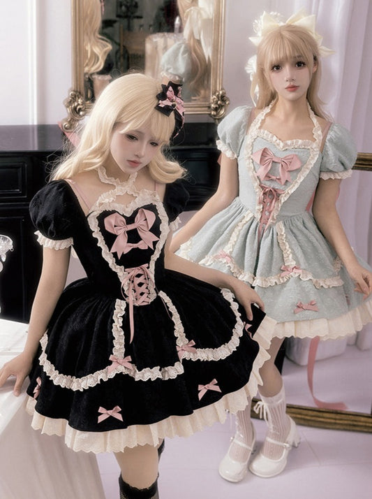 Lace-up Ribbon Lolita Dress + Fairy Inner Skirt + Headband
