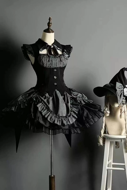 [Vorbestellschluss 8. Mai] Schmales ärmelloses Halloween-Gothic-Kleid im Zaubertrank-Stil