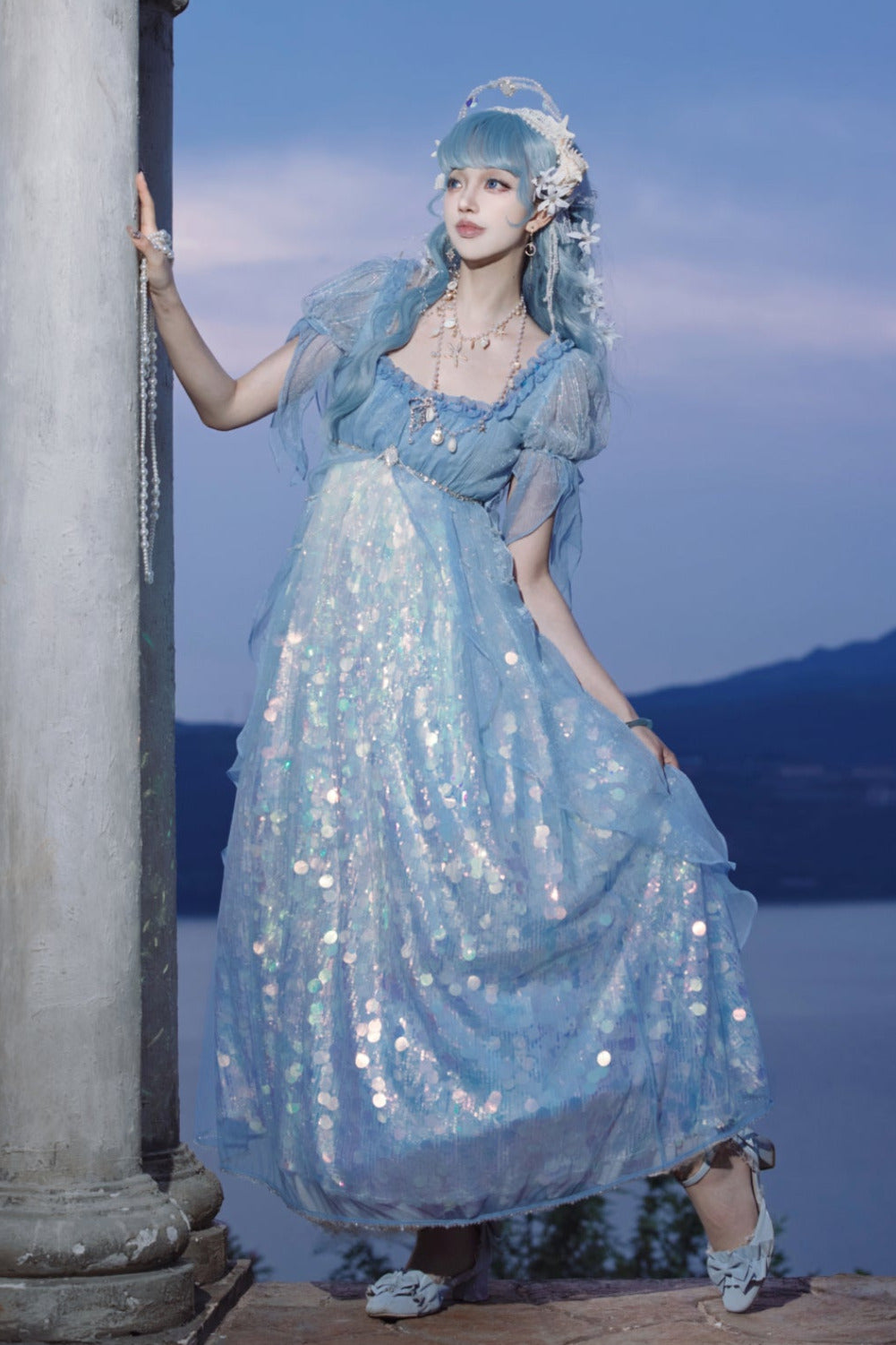 Mermaid Shining Blue Dress