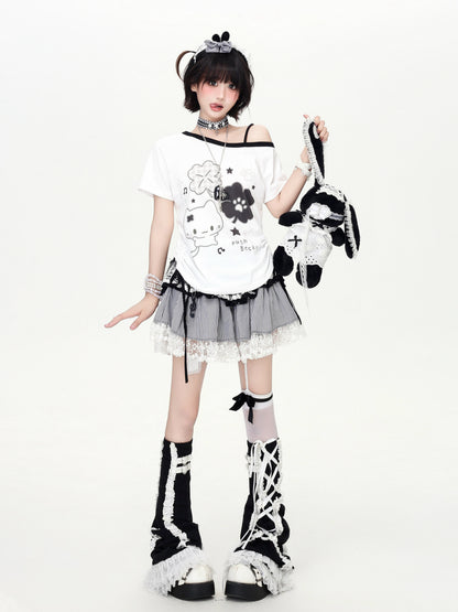 クローバーキャットオフショルTシャツ