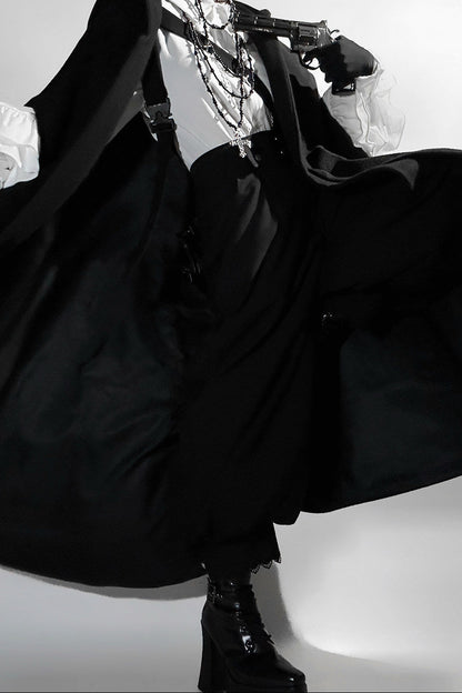 Elegant Oversized Cape Shirt and Trousers Set-Up