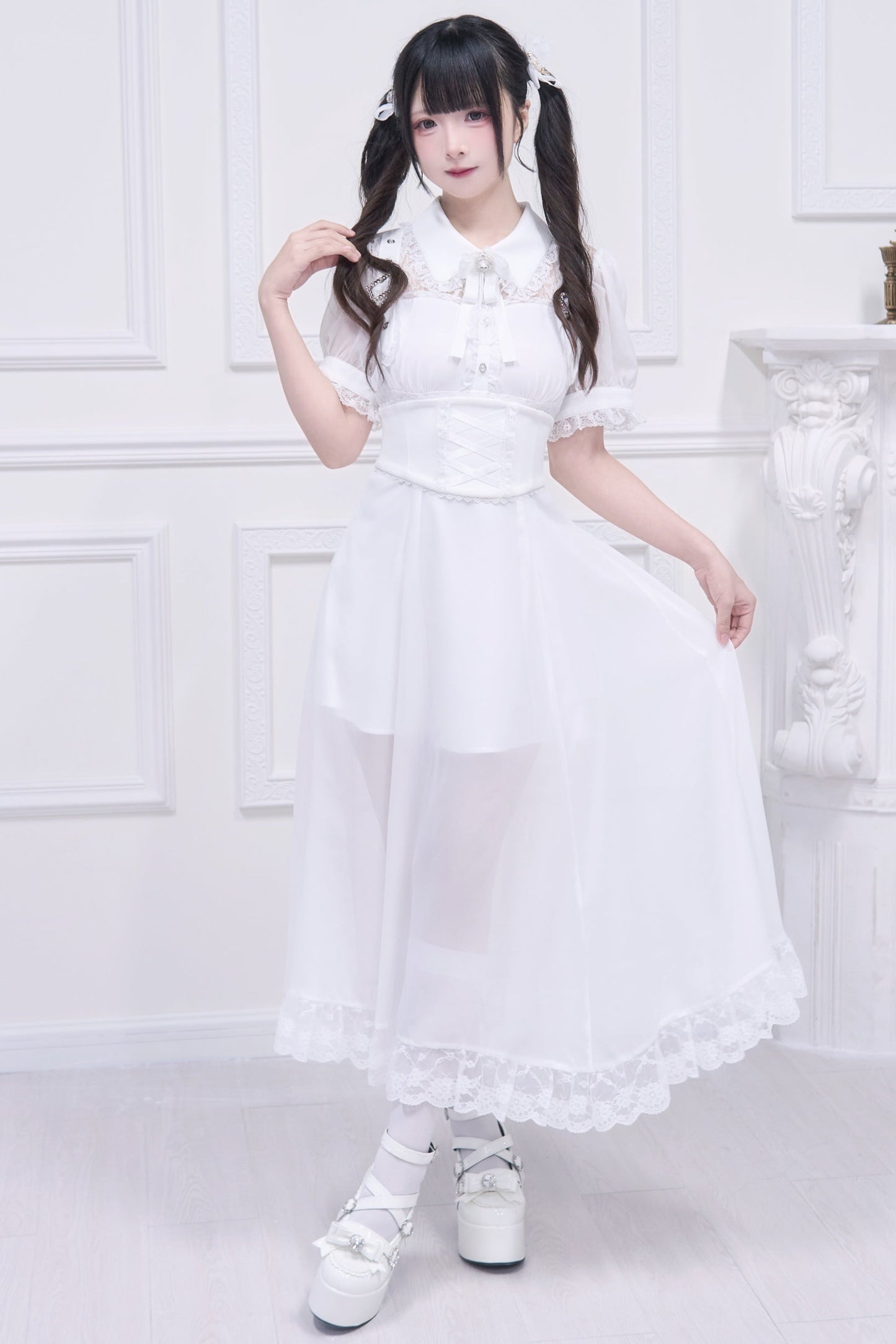 Subculture sheer top + long skirt