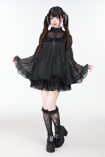 地雷バードサスペンダードレス＋シアースリーブトップス