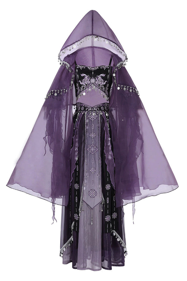 エキゾチックフードマント+チューブトップス+スカート